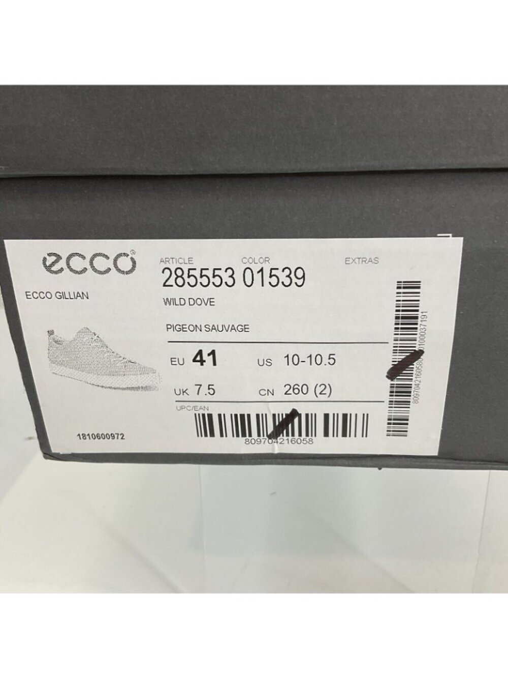 Ecco Shoes Women's Sz 41 US 10-10.5 Gillian Gray Leather Sneaker Point $180 Nib - Picture 11 of 11